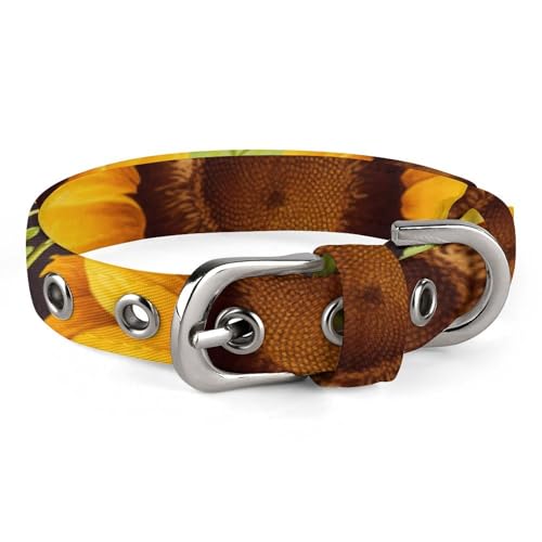 Hundehalsband, schönes Sonnenblumen-bedrucktes Haustierhalsband, verstellbar, geeignet für kleine und mittelgroße Hunde, Katzen Hundehalsband, schönes Sonnenblumen-bedrucktes Haustierhalsband, verstellbar, geeignet für kleine und mittelgroße Hunde, Katzen von HKMNTGD