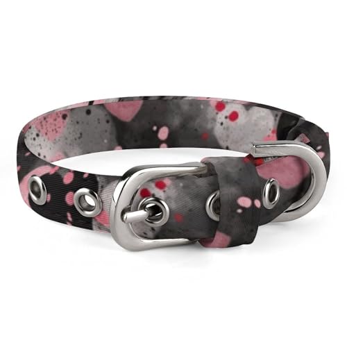Hundehalsband, schwarz, gepunktet, Herz-Druck, verstellbares Haustierhalsband, geeignet für kleine und mittelgroße Hunde, Katzen Hundehalsband, schwarz, gepunktet, Herz-Druck, verstellbares Haustierhalsband, geeignet für kleine und mittelgroße Hunde, Katzen von HKMNTGD