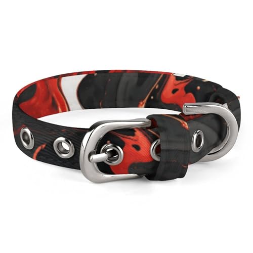Hundehalsband, schwarz und rot mit Marmor-Druck, verstellbares Haustierhalsband, geeignet für kleine und mittelgroße Hunde, Katzen Hundehalsband, schwarz und rot mit Marmor-Druck, verstellbares Haustierhalsband, geeignet für kleine und mittelgroße Hunde, Katzen von HKMNTGD