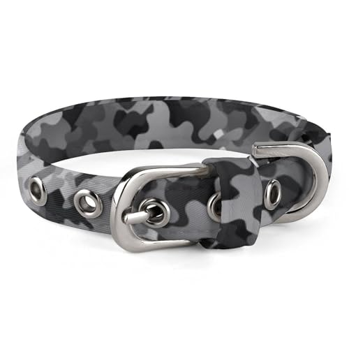 Hundehalsband, schwarz-weiß, grau, Camouflage-Druck, verstellbares Haustierhalsband, geeignet für kleine und mittelgroße Hunde, Katzen Hundehalsband, schwarz-weiß, grau, Camouflage-Druck, verstellbares Haustierhalsband, geeignet für kleine und mittelgroße Hunde, Katzen von HKMNTGD