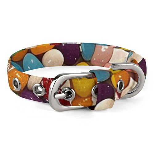 Hundehalsband, verschiedene Jelly Beans bedrucktes Haustierhalsband, verstellbar, geeignet für kleine und mittelgroße Hunde, Katzen Hundehalsband, verschiedene Jelly Beans bedrucktes Haustierhalsband, verstellbar, geeignet für kleine und mittelgroße Hunde, Katzen von HKMNTGD