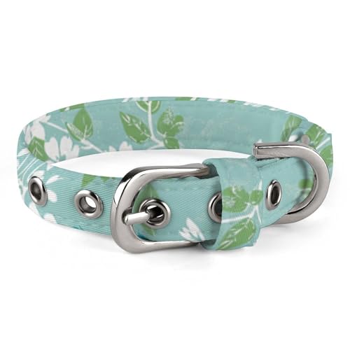 Hundehalsband, weißes Blumenmuster bedruckt, verstellbares Haustierhalsband, geeignet für kleine und mittelgroße Hunde, Katzen Hundehalsband, weißes Blumenmuster bedruckt, verstellbares Haustierhalsband, geeignet für kleine und mittelgroße Hunde, Katzen von HKMNTGD