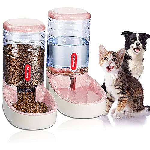 HKUKUUU Automatischer Wasser- und Futterspender für Haustiere, Katzen, Hunde mit Napfunterlage aus Silikon 3.8Lx 2,Pink von HKUKUUU