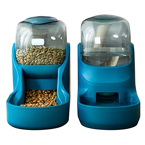 HKUKUUU Futterspender und Wasserspender für Haustiere, für Kleintiere, Hund Schüssel, Jeweils 3.8L PBA frei, Reisefutterautomat und Wasserspender von HKUKUUU