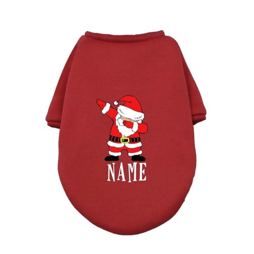 Haustier Weihnachtskleidung Personalisierte Haustier Hund Weihnachtskleidung Hirsch mit Namen Hunde Winter Warme Hoodies Bulldogge für Welpen Medium Hund Kleidung Geschenk (Farbe: RD-25, Größe: L) von HKYBCF