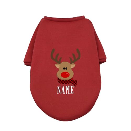 Haustier Weihnachtskleidung Personalisierte Haustier Hund Weihnachtskleidung Hirsch mit Namen Hunde Winter Warme Hoodies Bulldogge für Welpen Mittelgroßer Hund Kleidung Geschenk (Farbe: RD-13, Größe: von HKYBCF