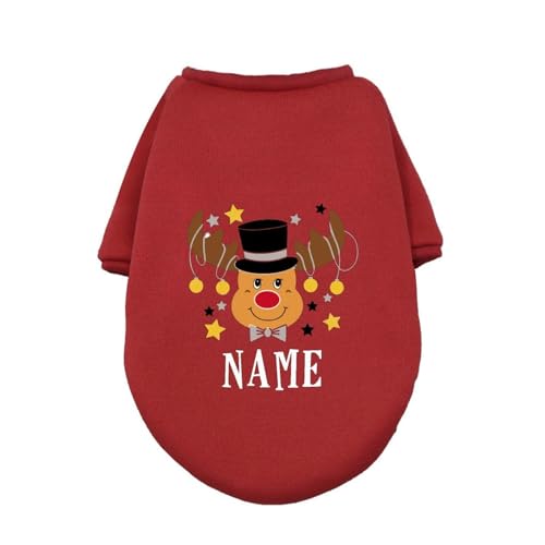 Haustier Weihnachtskleidung Personalisierte Haustier Hund Weihnachtskleidung Hirsch mit Namen Hunde Winter Warme Hoodies Bulldogge für Welpen Mittelgroßer Hund Kleidung Geschenk (Farbe: RD-17, Größe: von HKYBCF