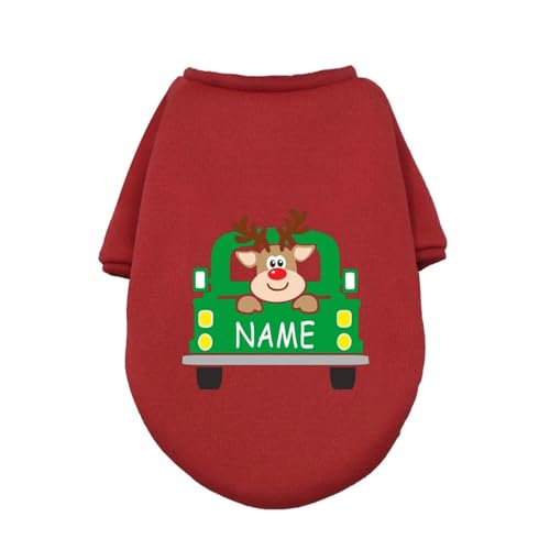 Haustier Weihnachtskleidung Personalisierte Haustier Hund Weihnachtskleidung Hirsch mit Namen Hunde Winter Warme Hoodies Bulldogge für Welpen Mittelgroßer Hund Kleidung Geschenk (Farbe: RD-19, Größe: von HKYBCF