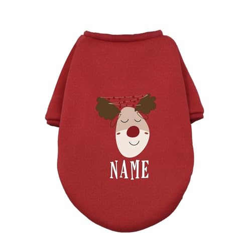 Haustier Weihnachtskleidung Personalisierte Haustier Hund Weihnachtskleidung Hirsch mit Namen Hunde Winter Warme Hoodies Bulldogge für Welpen Mittelgroßer Hund Kleidung Geschenk (Farbe: RD-21, Größe: von HKYBCF