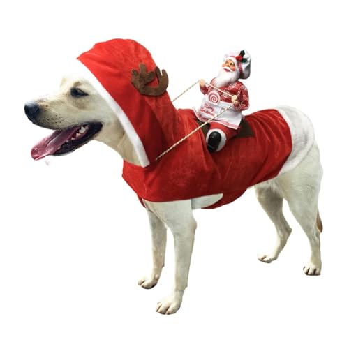Haustier Weihnachtskleidung Weihnachten Hund Kostüm Weihnachtsmann Reiten Haustier Cosplay Kostüme Party Hunde Outfit für kleine, mittelgroße und große Hunde Weihnachtsmann Haustierkleidung (Farbe: von HKYBCF