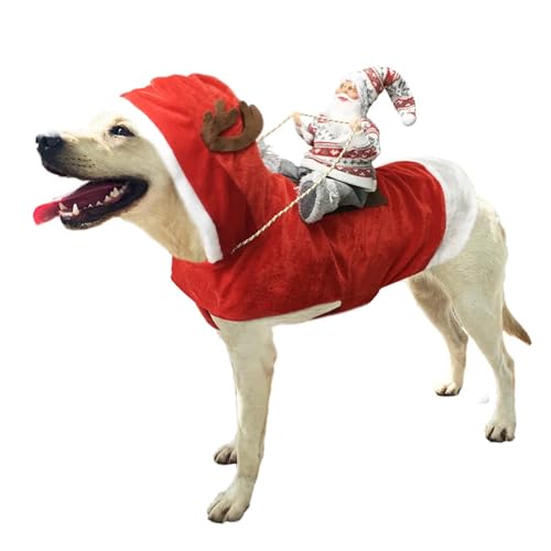 Haustier Weihnachtskleidung Weihnachten Hund Kostüm Weihnachtsmann Reiten Haustier Cosplay Kostüme Party Hunde Outfit für kleine, mittelgroße und große Hunde Weihnachtsmann Haustierkleidung (Farbe: von HKYBCF