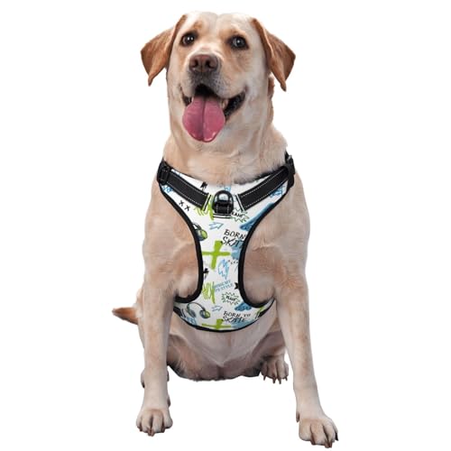 Hundegeschirr für kleine, mittelgroße und große Hunde, Easy Walk, Moderne Skateboard-Kopfhörer, kein Ziehen, Hundegeschirr, verstellbar, atmungsaktiv, reflektierende Haustierweste für Training, Spa von HLBSDM