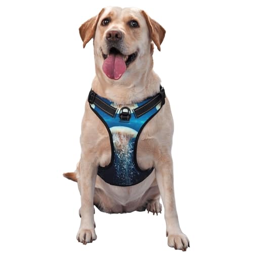 Hundegeschirr für kleine, mittelgroße und große Hunde, Easy Walk, Ozeanweiß, Quallentanz, kein Ziehen, Hundegeschirr, verstellbar, atmungsaktiv, reflektierende Haustierweste für Training, Spazieren Hundegeschirr für kleine, mittelgroße und große Hunde, Easy Walk, Ozeanweiß, Quallentanz, kein Ziehen, Hundegeschirr, verstellbar, atmungsaktiv, reflektierende Haustierweste für Training, Spazieren von HLBSDM