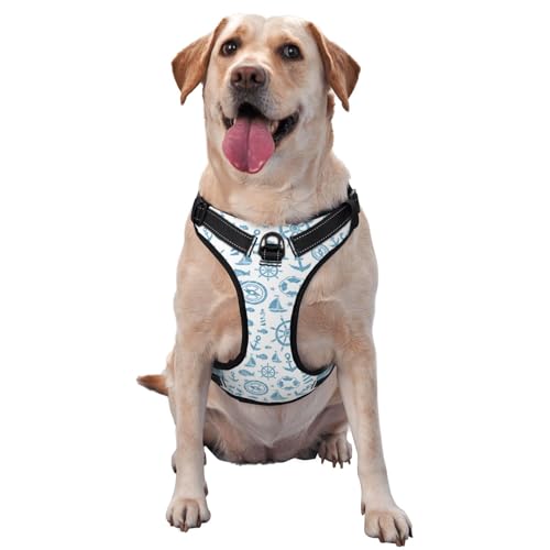 Hundegeschirr für kleine, mittelgroße und große Hunde, Easy Walk, Ruder, Segelschiff, kein Ziehen, Hundegeschirr, verstellbar, atmungsaktiv, reflektierende Haustierweste für Training, Spazierengehe von HLBSDM
