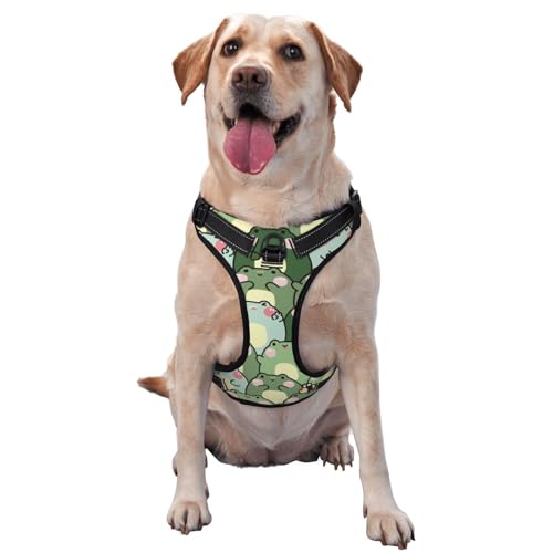 Hundegeschirr für kleine, mittelgroße und große Hunde, Easy Walk, Shy Frog, No Pull, Hundegeschirr, verstellbar, atmungsaktiv, reflektierende Haustierweste für Training, Spazierengehen, Wandern von HLBSDM