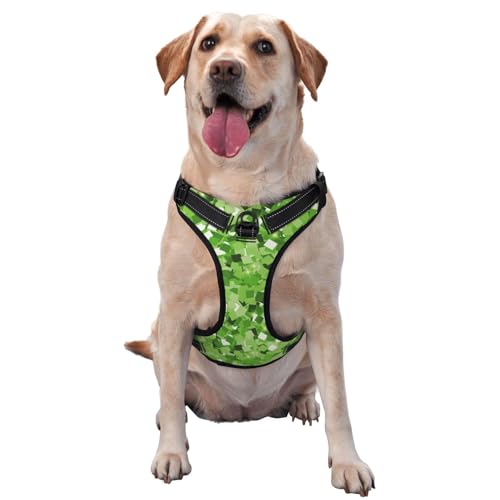 Hundegeschirr für kleine, mittelgroße und große Hunde, Easy Walk, funkelndes grünes Hundegeschirr ohne Ziehen, verstellbar, atmungsaktiv, reflektierende Haustierweste für Training, Spazierengehen u Hundegeschirr für kleine, mittelgroße und große Hunde, Easy Walk, funkelndes grünes Hundegeschirr ohne Ziehen, verstellbar, atmungsaktiv, reflektierende Haustierweste für Training, Spazierengehen u von HLBSDM