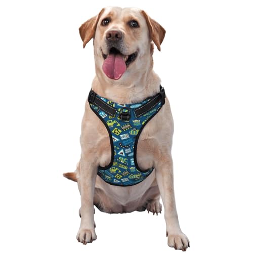 Hundegeschirr für kleine, mittelgroße und große Hunde, einfaches Gehen, schwere Geräte, Maschinen, kein Ziehen, Hundegeschirr, verstellbar, atmungsaktiv, reflektierende Haustierweste für Training, von HLBSDM