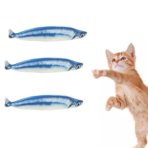 HLELU 3Er-Pack Katzenspielzeug Saury Fish, Katzenkauspielzeug, Katzenminzespielzeug für Hauskatzen von HLELU