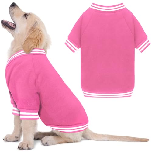 Baseballjacke, weich, warm, Hundekleidung, gebürstetes Fleece für kleine Hunde, Welpen, Pullover, Jungen, Mädchen, Haustier (Rosa, XS) von HLJ
