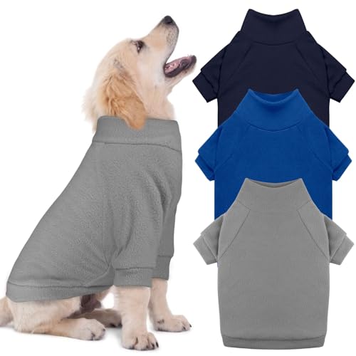 Hundepullover aus Fleece, Rollkragen, weich, warm, Sweatshirt, Hundepullover für kleine Hunde, Welpen, Jungen, Mädchen, Haustier (Grau + Königsblau + Marineblau, XS) von HLJ