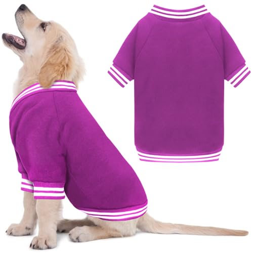 Hundepullover aus gebürstetem Fleece, Baseballjacke, weich, warm, Haustier-Sweatshirt, Hundepullover für kleine Hunde, Welpenpullover, Jungen, Mädchen, Haustier (Violett, XS) von HLJ