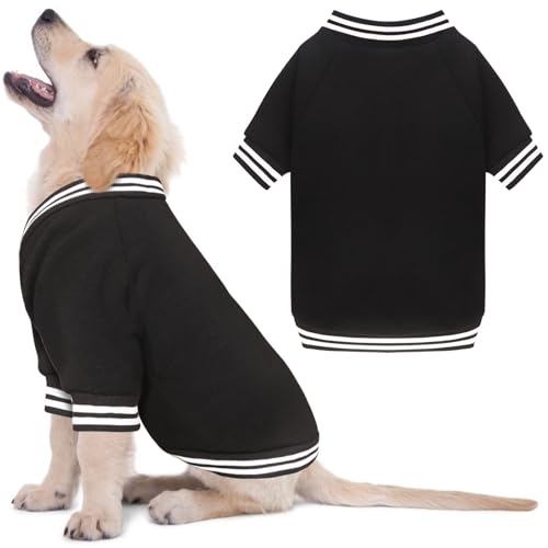 Hundepullover aus gebürstetem Fleece, Baseballjacke, weich, warm, für kleine/mittelgroße Hunde, Jungen, Mädchen (Schwarz, Größe S/M) von HLJ
