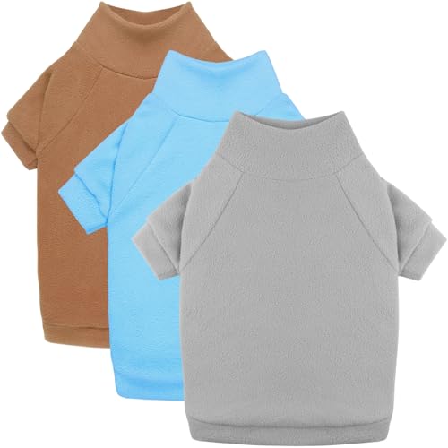 Hundepullover für große Hunde, Fleece-Hundepullover, große Haustierkleidung, Rollkragen, weich, warm, Sweatshirt für Jungen und Mädchen, 3er-Pack (Grau + Blau + Kaffee, Größe XL) von HLJ