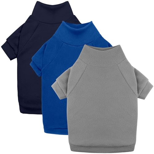 Hundepullover für große Hunde, Fleece-Hundepullover, große Haustierkleidung, Rollkragen, weich, warm, Sweatshirt für Jungen und Mädchen, 3er-Pack (Grau + Königsblau + Marineblau, XL) von HLJ