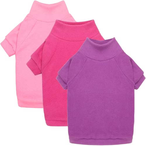 Hundepullover für große Hunde, Fleece-Hundepullover, große Haustierkleidung, Rollkragen, weich, warm, Sweatshirt für Jungen und Mädchen, Haustier (Rosa + Hot Pink + Lila, XL) von HLJ