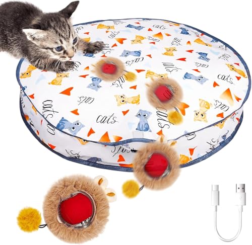 Interactive katzen spielzeug, Katzen Spielteppich, Katzenspielzeug Selbstbeschäftigung Matte Mit Ball, 2 in 1 Simuliertes Jagd Cat Toy, Katzenball Spielmatte für Stimuliert den Jagdinstinkt (Stil 2) von HLMNAKE