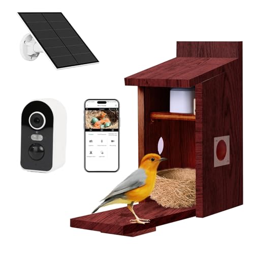 Vogelhaus mit 5MP Kamera, Nistkasten für draußen, 2,4G WiFi & App Benachrichtigung, Beobachten Sie das Nisten und Schlüpfen, automatische Aufnahme von Vogelvideos & Bewegungserkennung, Solarbetrieb Vogelhaus mit 5MP Kamera, Nistkasten für draußen, 2,4G WiFi & App Benachrichtigung, Beobachten Sie das Nisten und Schlüpfen, automatische Aufnahme von Vogelvideos & Bewegungserkennung, Solarbetrieb von HLMNAKE