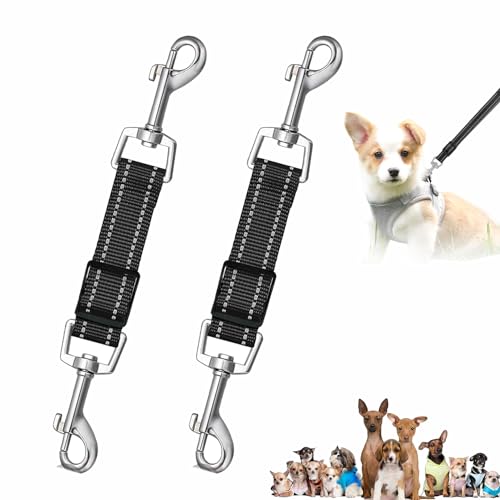 2 Stück Sicherheits-Glieder von Halsband zu Geschirr, verstellbare doppelseitige Leine für Hunde, Doppel-Clip-Leine für Hunde, Haustierhalsbandverbinder, Halsband zu Geschirr, Doppelleine für 2 Stück Sicherheits-Glieder von Halsband zu Geschirr, verstellbare doppelseitige Leine für Hunde, Doppel-Clip-Leine für Hunde, Haustierhalsbandverbinder, Halsband zu Geschirr, Doppelleine für von HLMYER