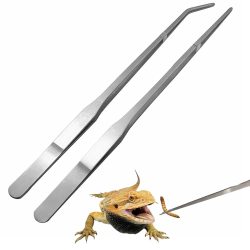 HLMYER Lange Pinzetten zum Füttern von Reptilien, rutschfeste Edelstahlzange, Futterspender, silberfarben, 27 cm, gebogener Clip und gerader Clip, Aquarium-Pinzette, Reptilien-Futterzange, für HLMYER Lange Pinzetten zum Füttern von Reptilien, rutschfeste Edelstahlzange, Futterspender, silberfarben, 27 cm, gebogener Clip und gerader Clip, Aquarium-Pinzette, Reptilien-Futterzange, für von HLMYER