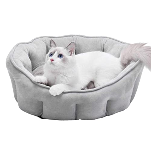 HLRTBCN Aqiong Katzen-Hundebett, Haustierbett, Hundebett, weiches Welpensofa, Donut-Nest, Kissen, rund, warm, Kuschelhütte, Hundebett, Welpensofa (Blau: Grau, Größe: 46 x 46 x 23 cm) von HLRTBCN