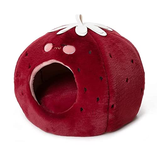 Katzenhundbett Haustier Bett Zwinger Erdbeer Katzenbett Haus weiche Plüsch Zwinger Kissen Hunde Katzen Haustier Nest Winter warm warm schlafende Haustierbett Haustier Vorschub Hundebett Welpe Sofa von HLRTBCN