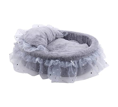 Katzenhundbett Haustierbett Zwinger Katzensbettofa Haustier Matratze Katzens Katze Haustierbett Weichmaschine Waschbares Hunde Bett Welpe Sofa (Blau: Grau, Größe: 45 * 34 * 12 cm) Aqiong von HLRTBCN