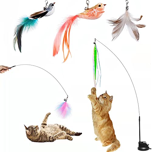HLXJR Interaktives Katzenspielzeug mit Saugnapf | Fliegender Vogel & Stabile Katzenangel | Selbstbeschäftigung Spielzeug für Indoor-Katzen mit Federn und Glocken HLXJR Interaktives Katzenspielzeug mit Saugnapf | Fliegender Vogel & Stabile Katzenangel | Selbstbeschäftigung Spielzeug für Indoor-Katzen mit Federn und Glocken von HLXJR