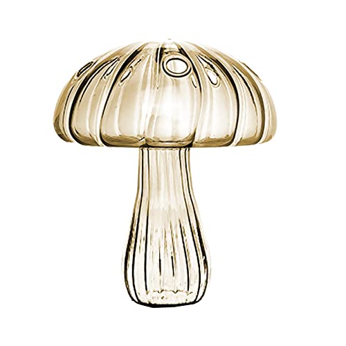 2 Stück Pilzförmige Glasvase, Pflanzgefäße, Blumentopf, transparent, Terrarium-Vase, Behälter für Hydrokulturpflanzen, Tischdekoration für Zuhause, Gelb (67320744-9659-1426246311) von HMBEST