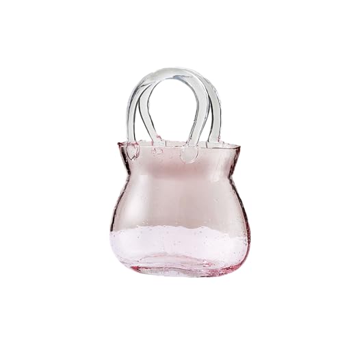 Klare Fischschale, Handtasche, Tasche, Aquarium, Vase, Ornament, Glasvase, Hydrokultur-Dekoration, Dekorative Vase für Hochzeit, Veranstaltung, Heimdekoration(Rosa) von HMBEST