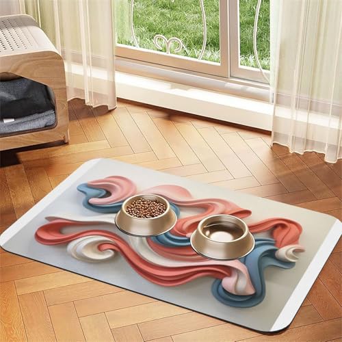 3D Art Futtermatte für Haustiere, wasserdicht und rutschfest, für Hunde und Katzen, keine Flecken, schnell trocknend, Wasserspendermatte für Hunde 3D Art Futtermatte für Haustiere, wasserdicht und rutschfest, für Hunde und Katzen, keine Flecken, schnell trocknend, Wasserspendermatte für Hunde von HMBGFW