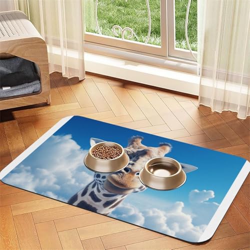 A Giraffe Haustier-Futtermatte, wasserdicht und rutschfest, für Hunde- und Katzenfutter, keine Flecken, schnell trocknend, Wasserspendermatte für Hunde von HMBGFW