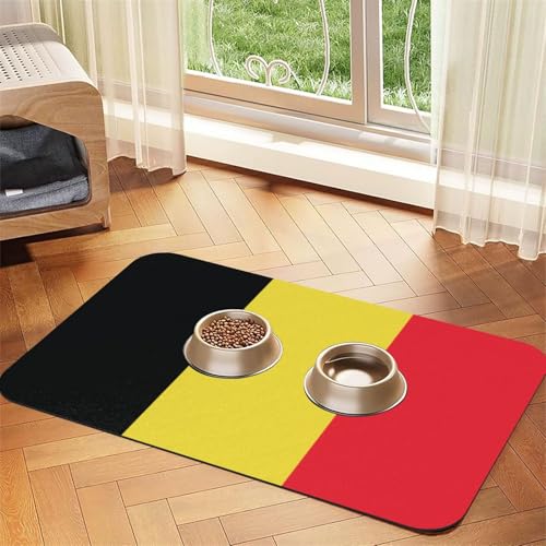Belgiens Flagge Tierfuttermatte – wasserdicht und rutschfest, Hunde- und Katzenfutter Matte – keine Flecken schnell trocknende Hundewasserspender Matte Belgiens Flagge Tierfuttermatte – wasserdicht und rutschfest, Hunde- und Katzenfutter Matte – keine Flecken schnell trocknende Hundewasserspender Matte von HMBGFW