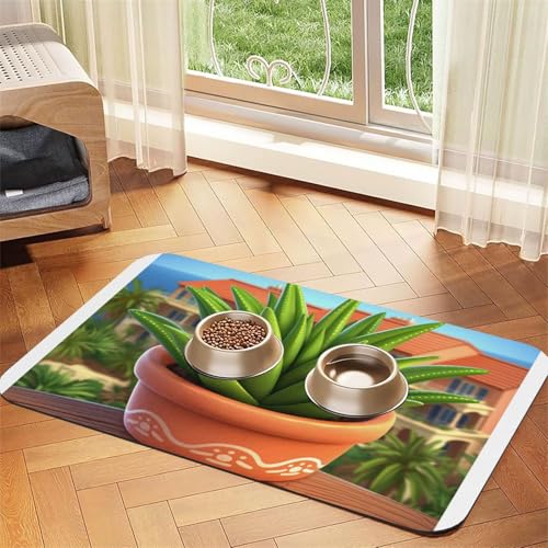 Cartoon-Topfpflanzen-Haustier-Futtermatte, wasserdicht und rutschfest, für Hunde und Katzen, keine Flecken, schnell trocknend, Wasserspendermatte für Hunde Cartoon-Topfpflanzen-Haustier-Futtermatte, wasserdicht und rutschfest, für Hunde und Katzen, keine Flecken, schnell trocknend, Wasserspendermatte für Hunde von HMBGFW