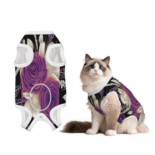 Erholungsanzug für Hunde und Katzen nach Operationen, Haustier-Erholungsshirt, Einteiler für Haustiere, zur Erholung von Operationen, Violett und Weiß Erholungsanzug für Hunde und Katzen nach Operationen, Haustier-Erholungsshirt, Einteiler für Haustiere, zur Erholung von Operationen, Violett und Weiß von HMBGFW