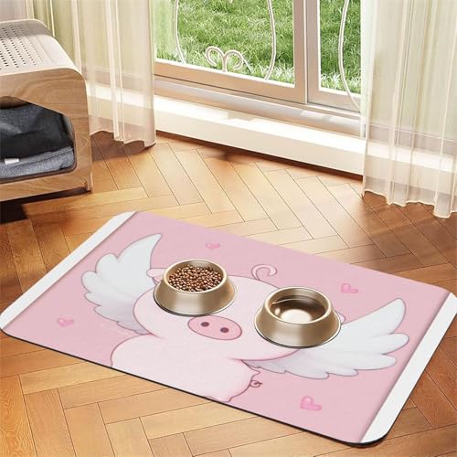 Ferkel mit Flügeln, wasserdichte und rutschfeste Futtermatte für Hunde und Katzen, keine Flecken, schnell trocknende Wasserspendermatte für Hunde Ferkel mit Flügeln, wasserdichte und rutschfeste Futtermatte für Hunde und Katzen, keine Flecken, schnell trocknende Wasserspendermatte für Hunde von HMBGFW