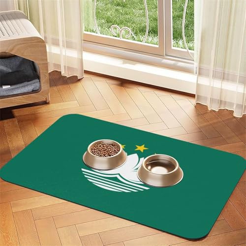 Futtermatte für Haustiere, Flagge von Macao, wasserdicht und rutschfest, für Hunde und Katzen, keine Flecken, schnell trocknend, Wasserspendermatte für Hunde Futtermatte für Haustiere, Flagge von Macao, wasserdicht und rutschfest, für Hunde und Katzen, keine Flecken, schnell trocknend, Wasserspendermatte für Hunde von HMBGFW