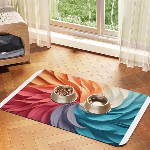 Futtermatte für Haustiere mit Spiralmuster, wasserdicht und rutschfest, für Hunde und Katzen, keine Flecken, schnell trocknend, Wasserspendermatte für Hunde Futtermatte für Haustiere mit Spiralmuster, wasserdicht und rutschfest, für Hunde und Katzen, keine Flecken, schnell trocknend, Wasserspendermatte für Hunde von HMBGFW