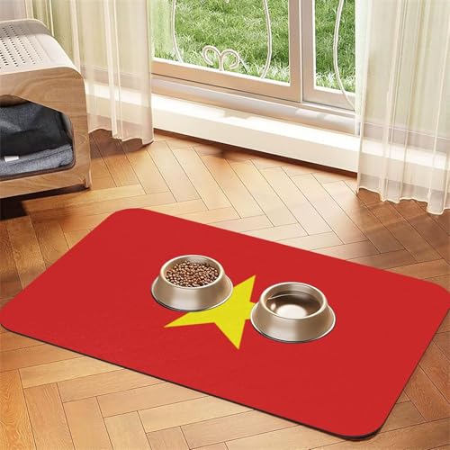 Futtermatte für Haustiere mit vietnamesischer Flagge, wasserdicht und rutschfest, wasserspendermatte für Hunde und Katzen, fleckenfrei, schnell trocknend Futtermatte für Haustiere mit vietnamesischer Flagge, wasserdicht und rutschfest, wasserspendermatte für Hunde und Katzen, fleckenfrei, schnell trocknend von HMBGFW
