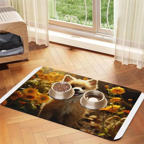 Futtermatte für Hunde und Katzen, Sonnenblumen- und Welpenfutter, wasserdicht, rutschfest, keine Flecken, schnell trocknend, Wasserspendermatte für Hunde Futtermatte für Hunde und Katzen, Sonnenblumen- und Welpenfutter, wasserdicht, rutschfest, keine Flecken, schnell trocknend, Wasserspendermatte für Hunde von HMBGFW