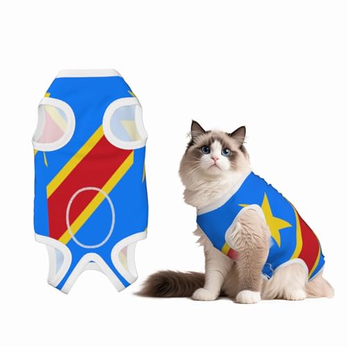 Genesungsanzug mit Flagge des Kongo, für Hunde und Katzen nach Operationen, Haustier-Genesungsanzug, Einteiler, Haustier-Operationsanzug von HMBGFW